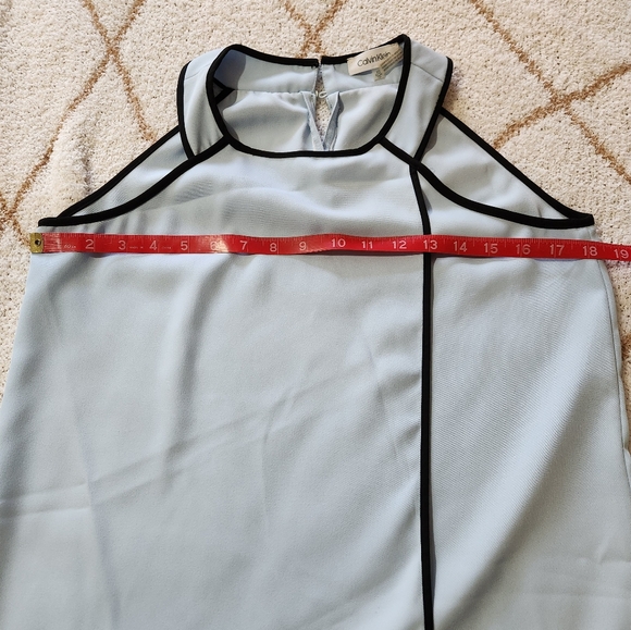 Light blue business casual tank top with black trim. - Picture 2 of 4